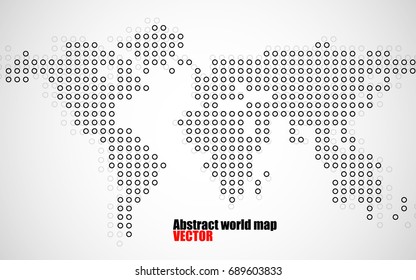 Abstract world map of dots on white background. Vector
