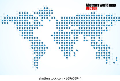 Abstract world map of dots on white background. Vector