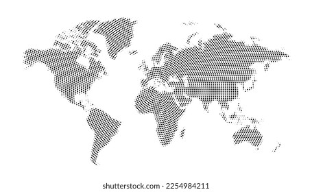 abstract world map in dotted pattern vector design 