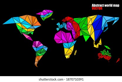 Abstract world map in geometric polygonal style. Colorful vector illustration. Eps 10