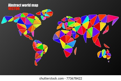 Abstract world map in geometric polygonal style. Colorful vector illustration. Eps 10