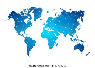 Abstract World Map geometric rumpled triangular low poly style gradient graphic on white background , line dots polygonal design for your . Vector illustration eps 10