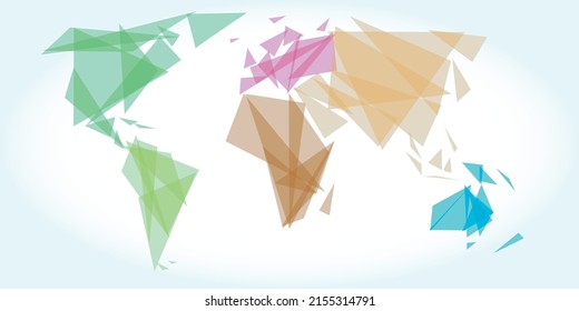 Abstract world map with geometric shapes. Vector illustration.