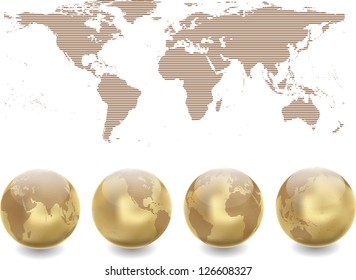 abstract world map with globes