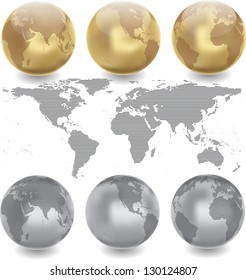 abstract world map with globes