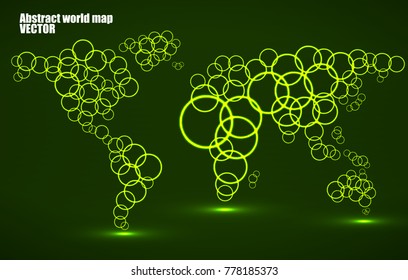 Abstract world map of glowing circles. Vector illustration. Eps 10