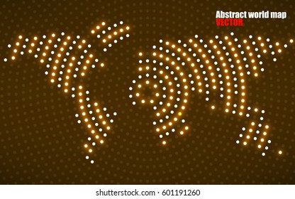 Abstract world map with glowing dots. Vector