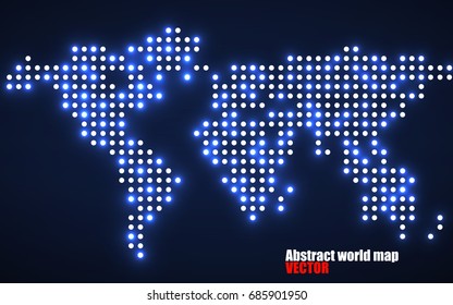 Abstract world map with glowing dots. Vector illustration. Eps 10