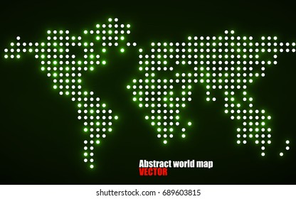Abstract world map with glowing dots. Vector illustration. Eps 10