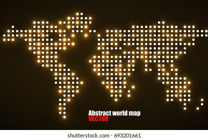 Abstract world map with glowing dots. Vector illustration. Eps 10