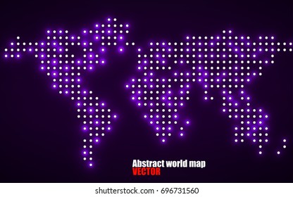Abstract world map with glowing dots. Vector illustration. Eps 10