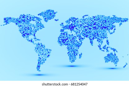 Abstract world map of glowing particles. Vector illustration. Eps10
