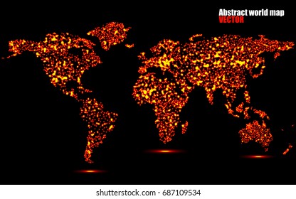 Abstract world map of glowing particles. Vector illustration. Eps10