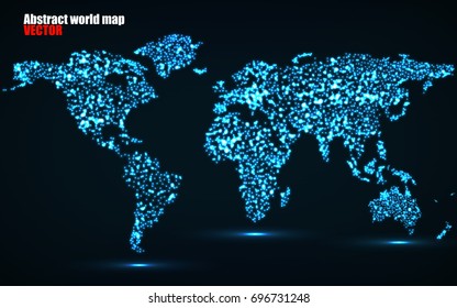 Abstract world map of glowing particles. Vector illustration. Eps10