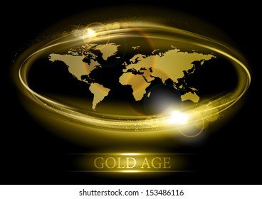 abstract world map in the gold color