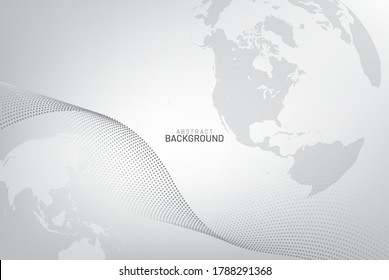Resumen de color gris del mapa del mundo Fondo de fondo y fondo de pantalla. Conexión de red global, concepto de comunicaciones sociales, Banner de tecnología digital.