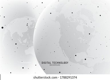 Abstract world map, gray color Background and Wallpaper. Global network connection, Social communications concept, Digital technology banner.