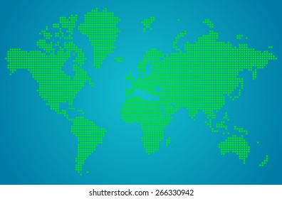 Abstract  World map of green round dots.Vector illustration for backgrounds, web design, posters and banners 