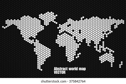 Abstract world map of hexagons. Vector illustration. Eps 10