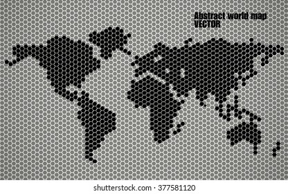 Abstract world map of hexagons. Vector illustration. Eps 10