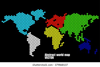 Abstract world map of hexagons. Vector illustration. Eps 10