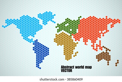 Abstract world map of hexagons. Vector illustration. Eps 10