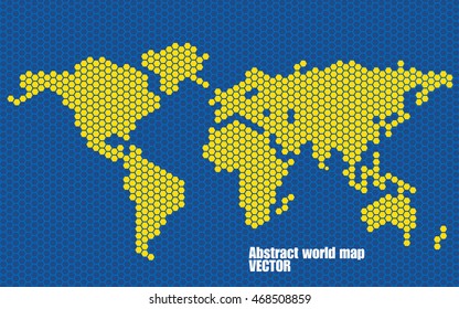 Abstract world map of hexagons. Vector illustration. Eps 10