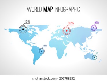 Abstract world map infographic with points and destinations 