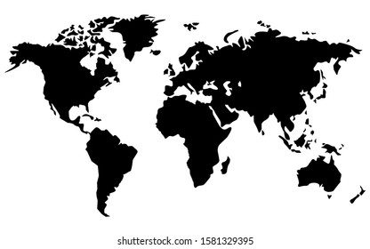 Abstract world map isolated on white background, flat earth. Vector illustration