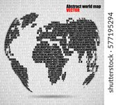 Abstract world map with letters of English alphabet. Vector globe background