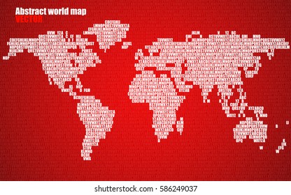 Abstract World map with letters of English alphabet. Vector background