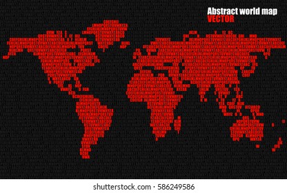 Abstract World map with letters of English alphabet. Vector background