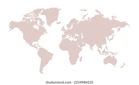 abstract world map in line style graphic design 