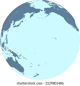 Abstract World map with lines on globe. World stripes map. Vector