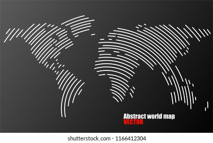 Abstract world map with lines. World Stripes Map. Vector illustration. Eps 10