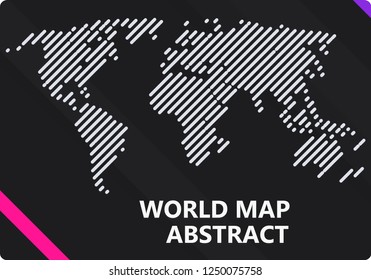 Abstract World map with lines. World stripes map. Vector EPS10