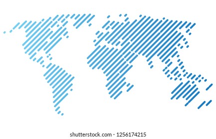Abstract World map with lines. World stripes map. Vector eps10
