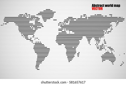 Abstract World map with lines. World stripes map. Vector