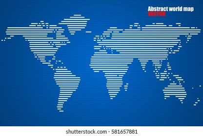 Abstract World map with lines. World stripes map. Vector