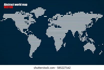Abstract World map with lines. World stripes map. Vector