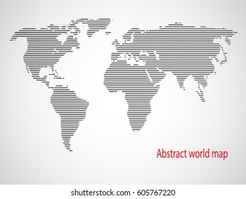 Abstract World map with lines. World stripes map. Vector