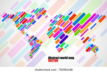 Abstract World map with lines. World stripes map. Vector