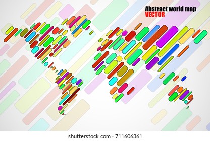 Abstract World map with lines. World stripes map. Vector