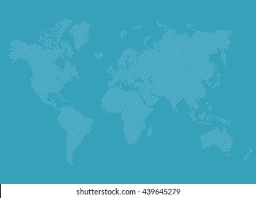 Abstract world map from lines template. Detailed EPS10 vector blue background