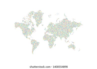 Abstract World Map with lots of color spots. Flat vector illustration EPS 10