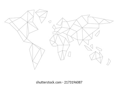 Abstract world map. Low poly geometry design world map. Vector stock illustration.