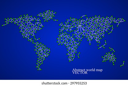 Abstract world map. Molecule structure. Colorful background. Vector illustration. Eps 10