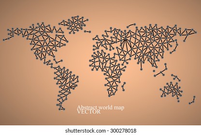 Abstract world map. Molecule structure. Colorful background. Vector illustration. Eps 10