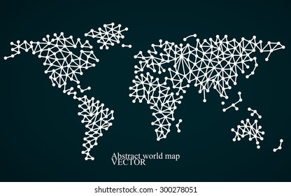 Abstract world map. Molecule structure. Colorful background. Vector illustration. Eps 10