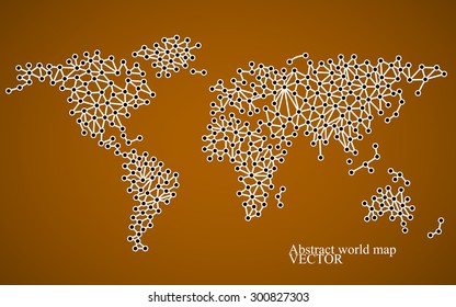Abstract world map. Molecule structure. Colorful background. Vector illustration. Eps 10